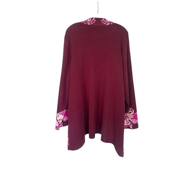 SUSAN GRAVER Sweater Cardigan Plus 3XL Colorful Longline Jacquard Artsy Mature - Picture 4 of 8